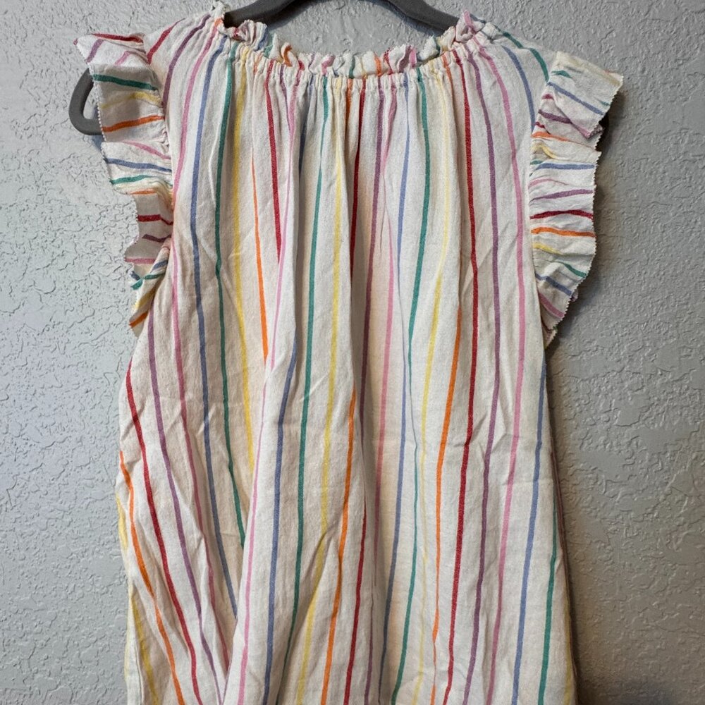 THML Rainbow Stripe Flutter Sleeve Top